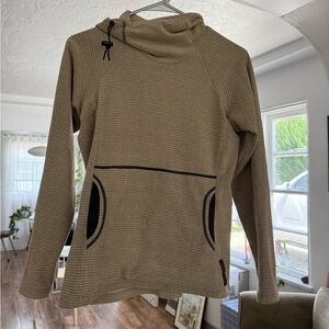 Melanzana Tan Waffle-Knit Cowl Pullover